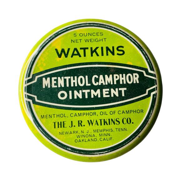 Vintage Watkins Brand Menthol Camphor Ointment 5oz Green Tin Container Antique - Picture 1 of 7